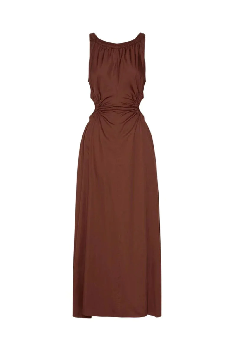 Camilla Marc Brown Coppola Maxi Dress AU 14 Sleeveless Chic Fit