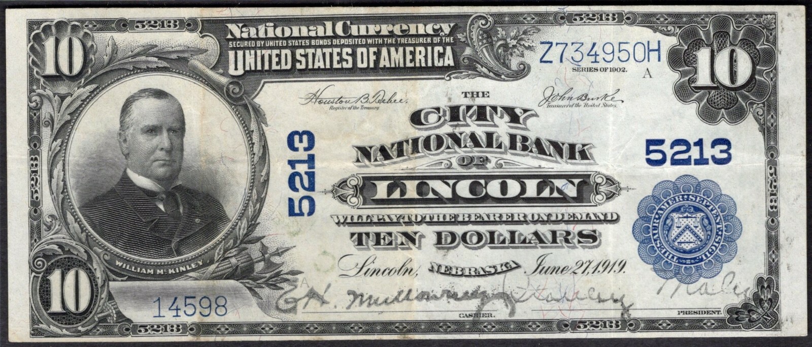 1902 10 City National Bank of Lincoln Nebraska PMG 35 Fr.632 Charter