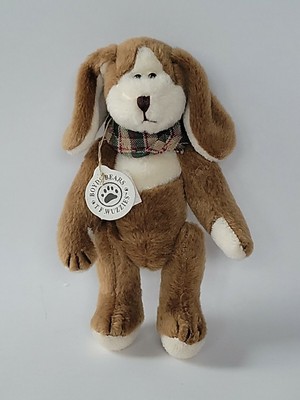 Boyds Bears T. Foley Wuzzie Plush Dog 5'' Brown and Beige Long ears Plaid Scarf
