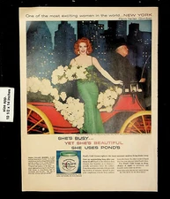 1958 Pond's Cold Cleansing Cream Woman Green Dress Beauty Vintage Print Ad 24888