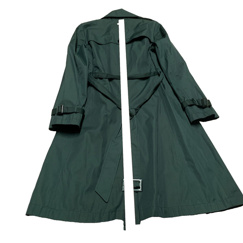 Ellen Tracy Women's S Green Double-Breasted Mid-Length Belted Trench Rain Jacket - Picture 9 of 15