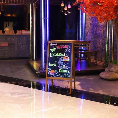 Heavy Rustic Large Wood A-Frame Magnetic LED Chalkboard Blackboard Wedding Cafe - Picture 20 of 45