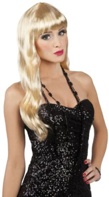 Perücke Verkleidung Cosplay Langhaar Glatt Locken Hellblond