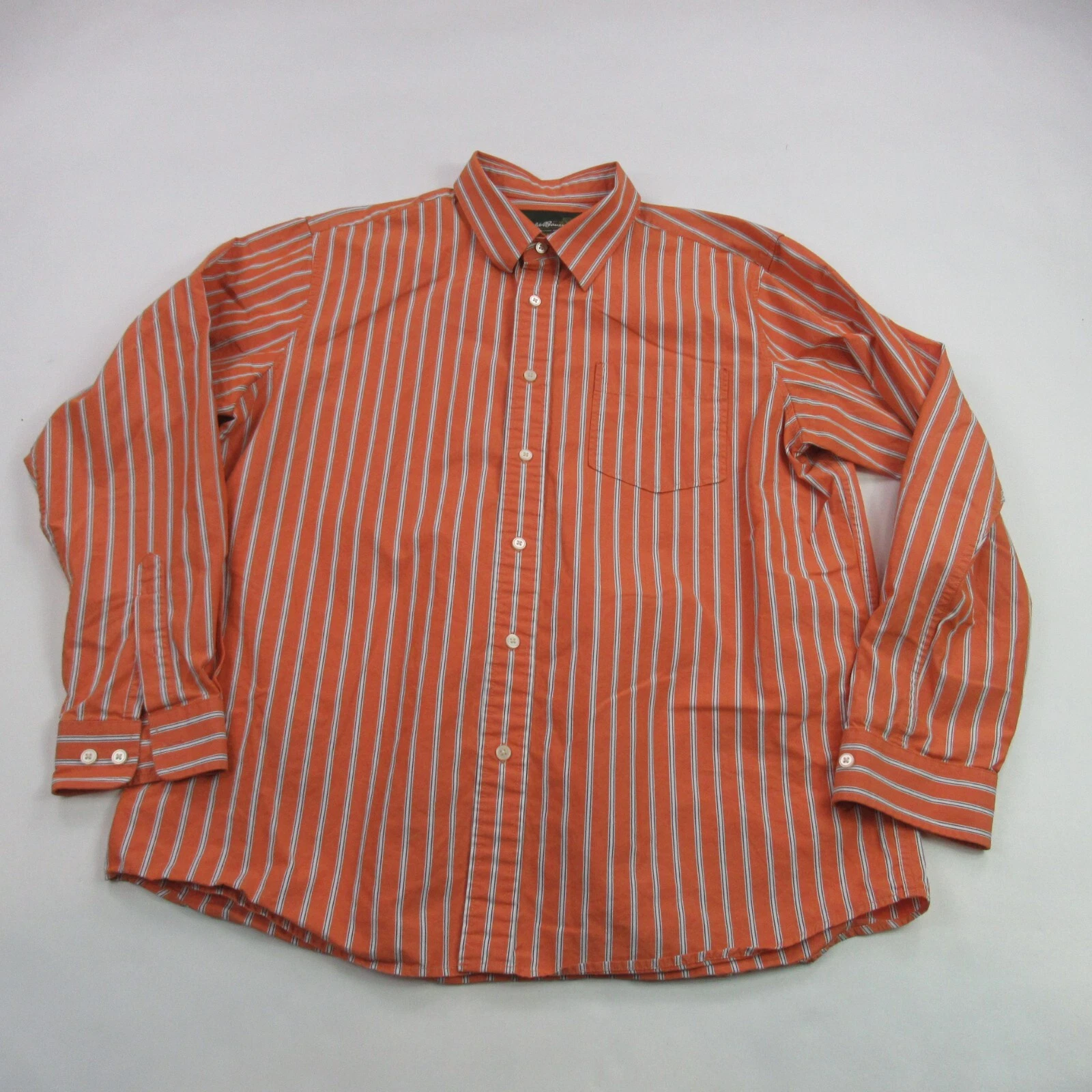 Eddie Bauer Shirt Mens Large Long Sleeve Lightweight Stripes Button Front Casual
