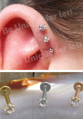 Piercing Labret In Titanio 16G - Per Labbra E Orecchio, Con CZ Chiaro, 6-12mm - Foto 7