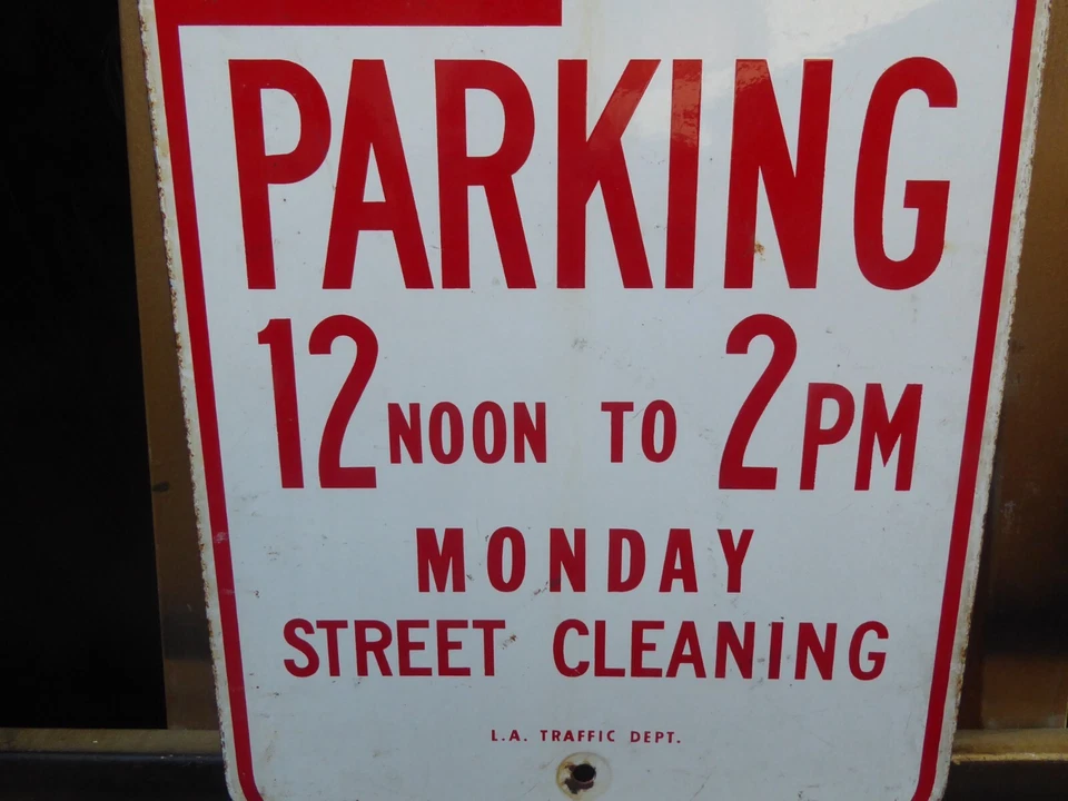 LETRERO DE CALLE ESMALTADO SIN ESTACIONAMIENTO L A DEPARTAMENTO DE TRÁFICO DÉCADA DE 1960 ENVÍO GRATUITO A INGLANDIA Foto 3 de 4
