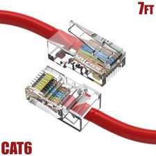 7FT Cat6 RJ45 Ethernet LAN Network UTP Non-Booted Patch Cable Copper 24AWG Red