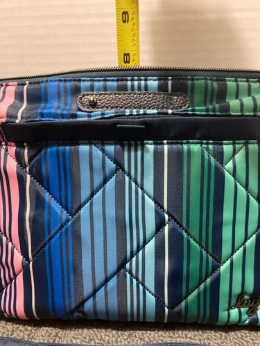 Lug Flare RFID Crossbody Purse Love Multi Stripe Blue Purple Green - Picture 6 of 21