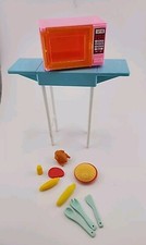 Barbie Kitchen Set 7347 Arco Vintage 1988 -Pink Microwave on Cart W/Accessories