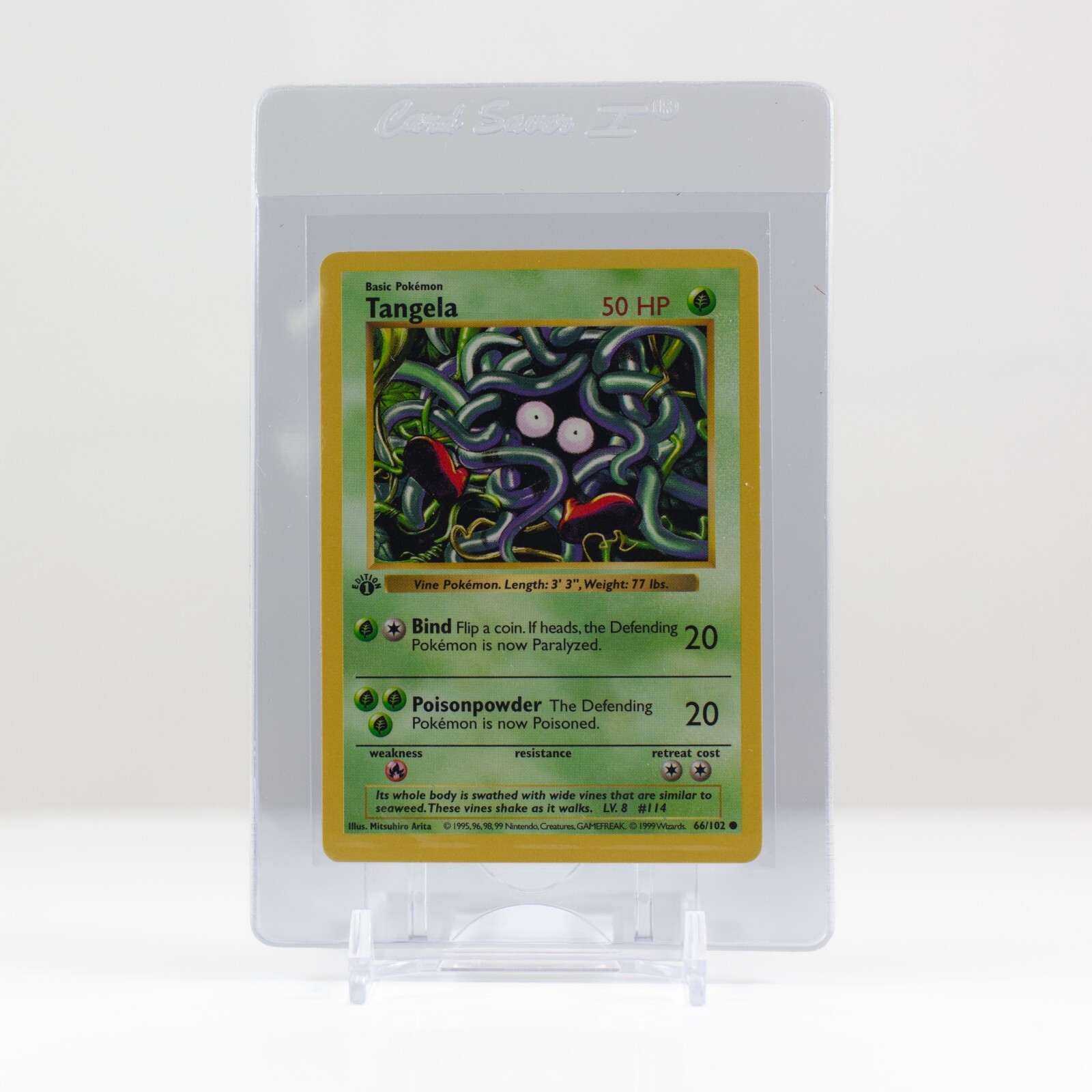 Tangela Pokemon 1st edition base set 66/102 1999 stamp raw mint clean