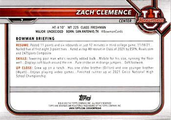 Zach Clemence 2021-22 Bowman University - 1st #7 - Kansas Jayhawks - Picture 2 of 2