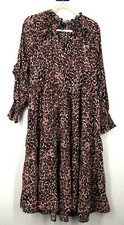 NWT Scoop Leopard Print Maxi Dress Black Brown S
