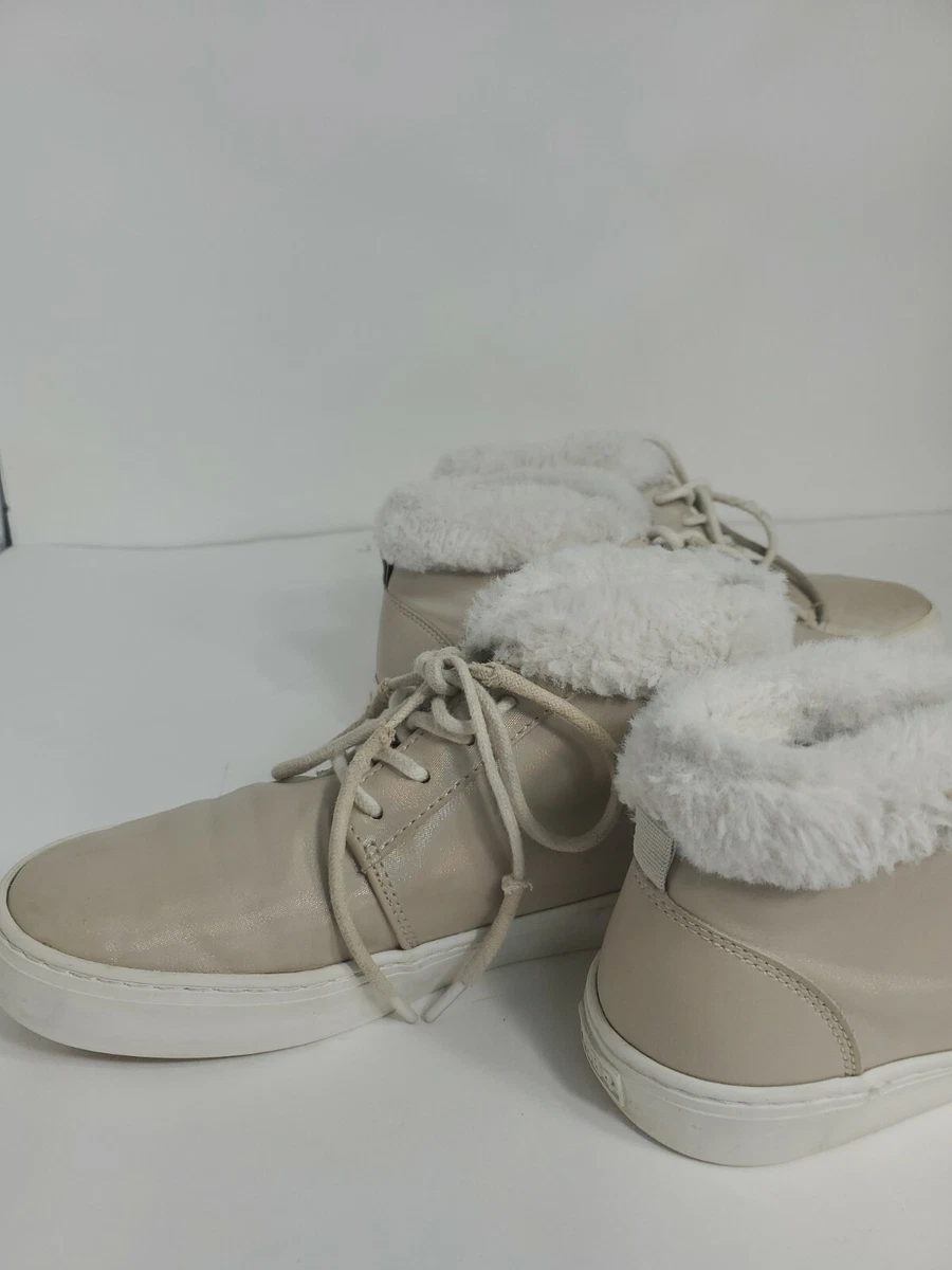 Old Navy 1994 Kids Girls Fur trim Iridescent Beige Sneaker Style