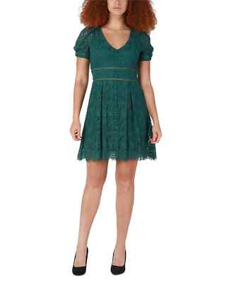 Black Tape Lace Dress Small Hunter Green Fit & Flare V-Neck Party NWT $169  | eBay