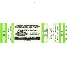 KID ROCK & MONSTER MAGNET & HED PE Concert Ticket Stub MPLS 2/2/99 FIRST AVENUE