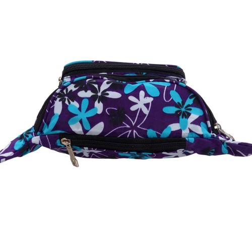 Red-X Purple Floral Nylon Bumbag Fanny Pack Travel Holiday Security - Picture 5 of 5