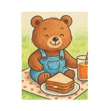 Velveteen Plush Blanket Adorable Cute Bear Picnic Scene Animal Art