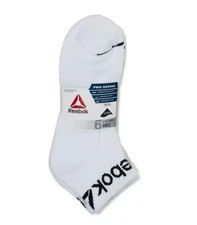 White Reebok Men's Performance Quarter Cut Ankle Socks 6 Pairs Size Large 6-12.5