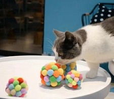 Cat Colorful Toy Balls Chirping Balls Built In Bells Soft Chewing Toys...