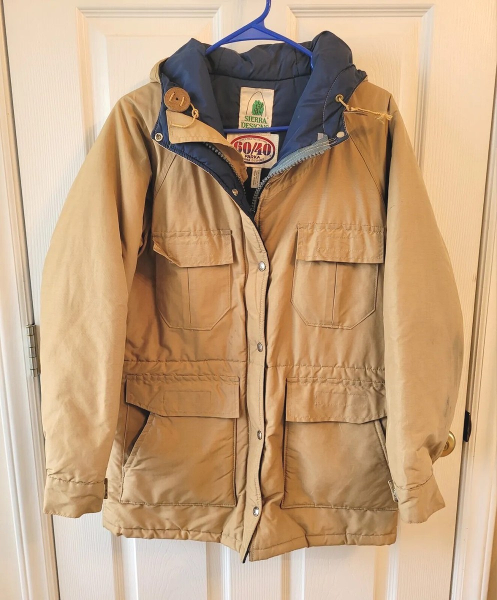 Sierra Designs 60/40 Parka Jacket Coat Womens Size 12 Tan Hooded 