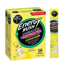 Energy Rush PSD with Electrolytes 18Ct Lemonade, Single Serve Water Flavoring Pa