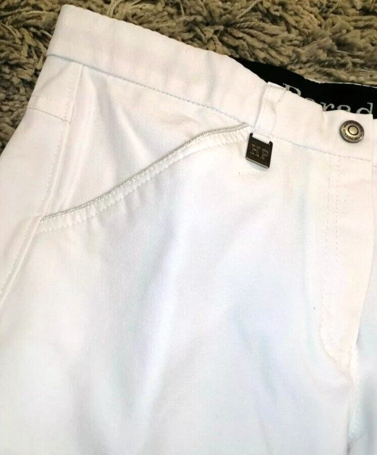 Equigen Damen Tunier Stiefelreithose Reithose Knie Stoff Weiß Strass 34/ 36 neu - Bild 4 von 4