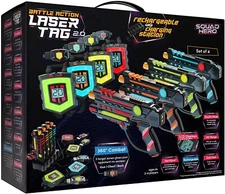 Squad Hero Rechargeable Laser Tag 360° Sensors + Innovative LCDs, Set of 4