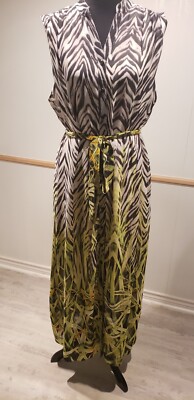 NEW Sami & Jo Ombre Lime Black White Sleeveless Belted Maxi Shirt 