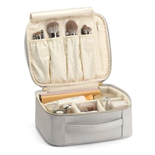 Travel Makeup Cosmetic Case Organizer Portable Storage Bag with Adjustable Divid