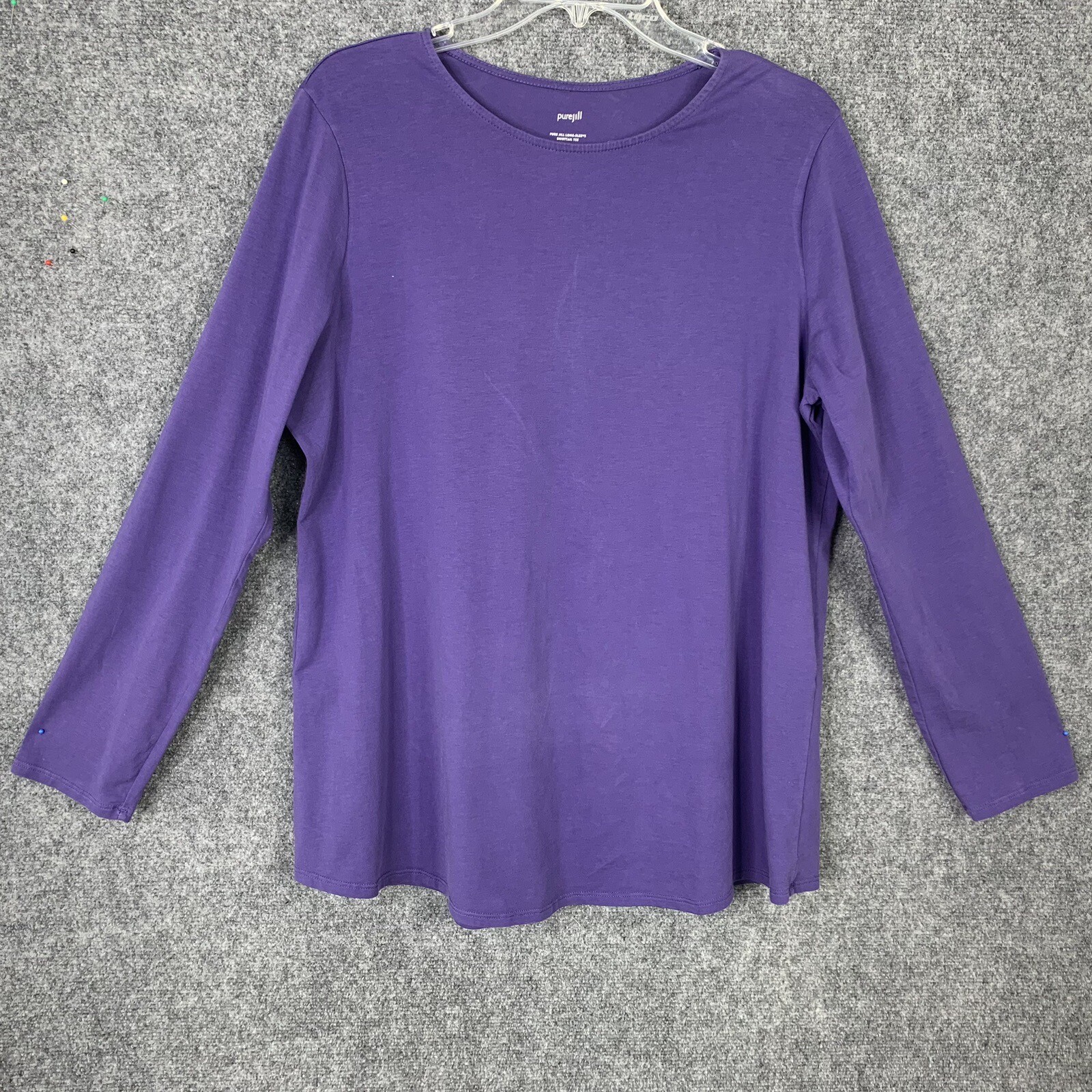 Pure Jill Long Sleeve Shirttail Tee Women L Purple Tunic Length eBay