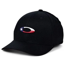 Oakley Mens TinCan Flag Texas Stretch Baseball Cap Hat Black Large/XLarge New
