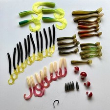 Set of 42 Soft Fishing Lures 4 Bobbers 5 Lead Sinkers Fish Hook New Other