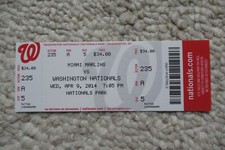 NATIONALS VS MARLINS 4/9/2014 FULL TICKET ~ JAYSON WERTH (GRAND SLAM HR)