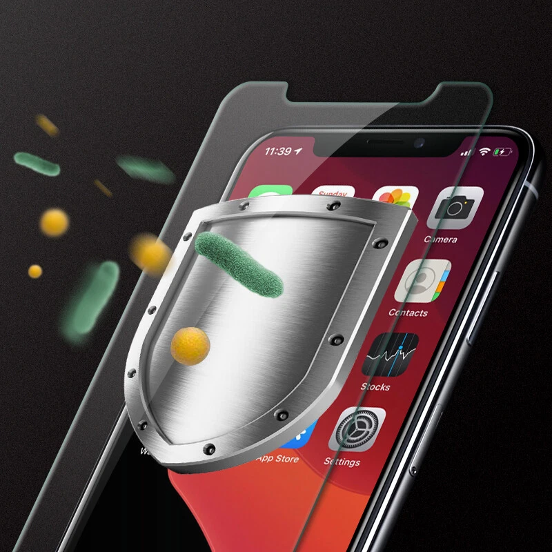 Tempered Glass Anti-bacterial Screen Protector For iPhone 11 Pro Max XS XR X - Image 3 of 4