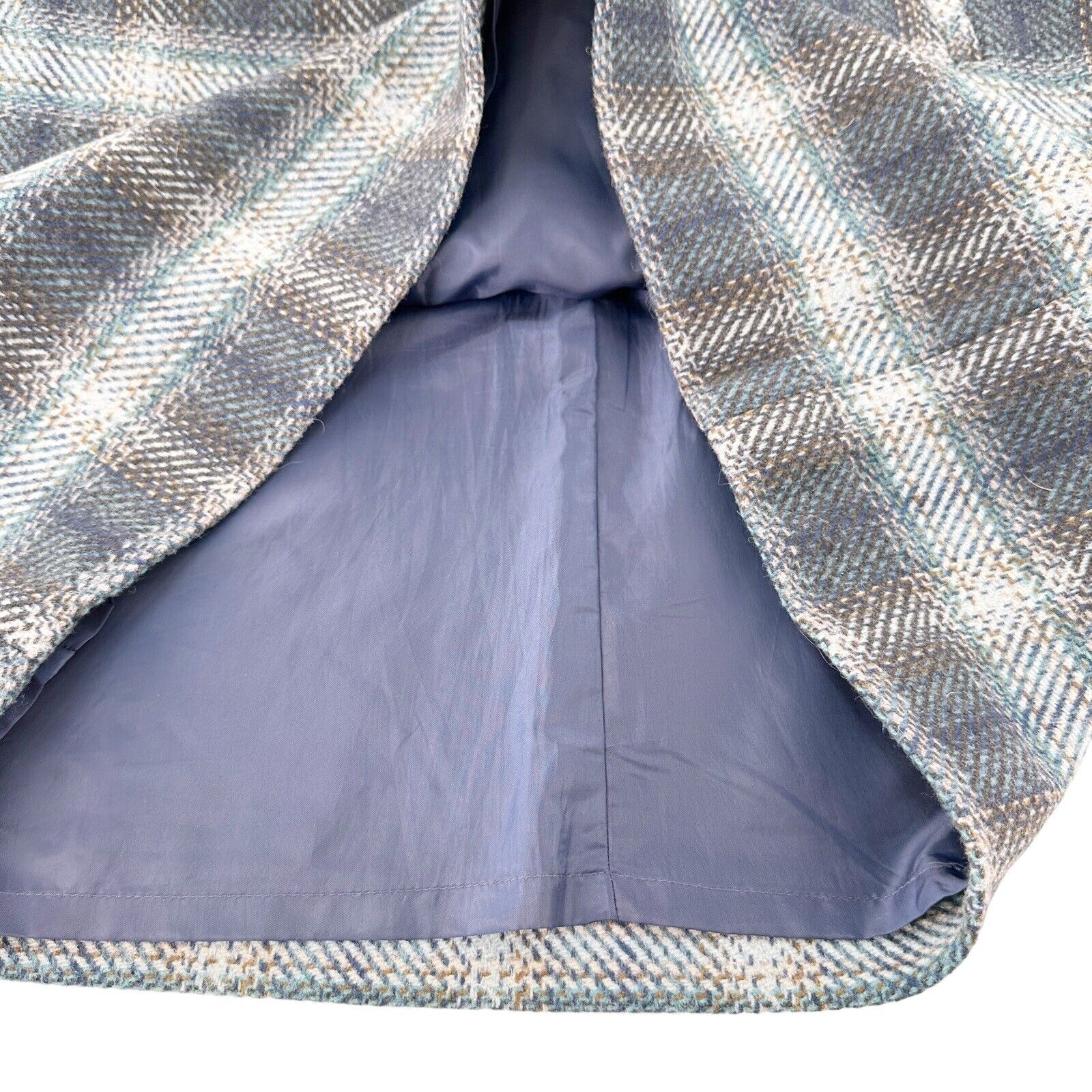 Vtg Talbots Wool Blend Skirt 10 Blue Grey Plaid L… - image 5