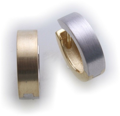 Pendientes de mujer plegables criollos bicolor oro auténtico 750 18 quilates brillo 15 mm oro amarillo - Imagen 3 de 6