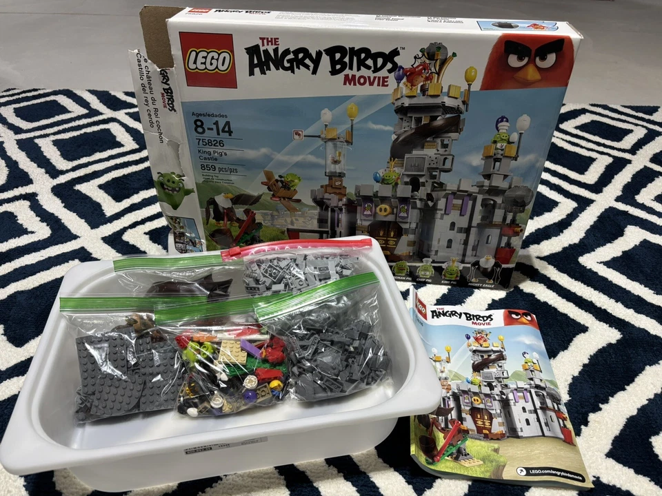 LEGO King Pig's Castle 75826 Angry Bird Película 100% Completo Usado ¡RARO! Foto 3 de 4
