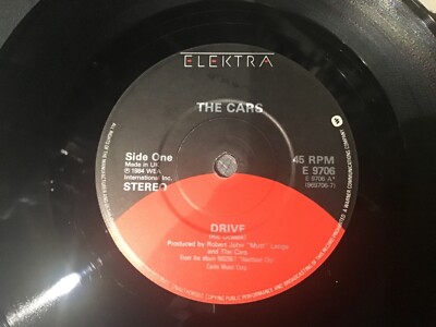 THE CARS . DRIVE   1984 7  VINYL SINGLE ( featured in LIVE AID CONCERT ) NR MINT