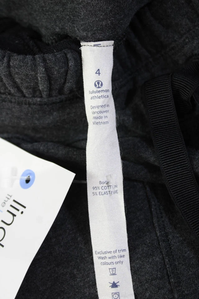 Pantalones deportivos unisex Lululemon gris oscuro con cordón 95 % algodón talla 4 Foto 4 de 4