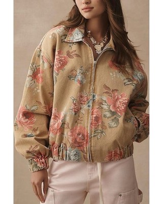 Anthropologie Pilcro Womens Rylie Floral Bomber Jacket Size XS