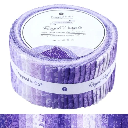 Tinyspool & Co. Jelly Roll Fabric Strips 40 Assorted Bundle Cotton Royal Purple - product listing photo