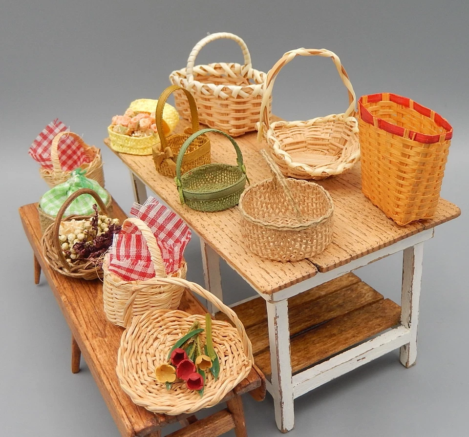 Vintage Baskets Lot Dollhouse Miniature 1:12 - Image 3 of 4