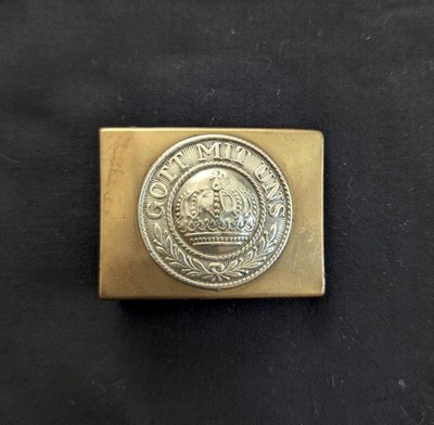 Antique WW1 German Infantryman's Imperial 'Gott Mit Uns' Bi-Metal Belt Buckle