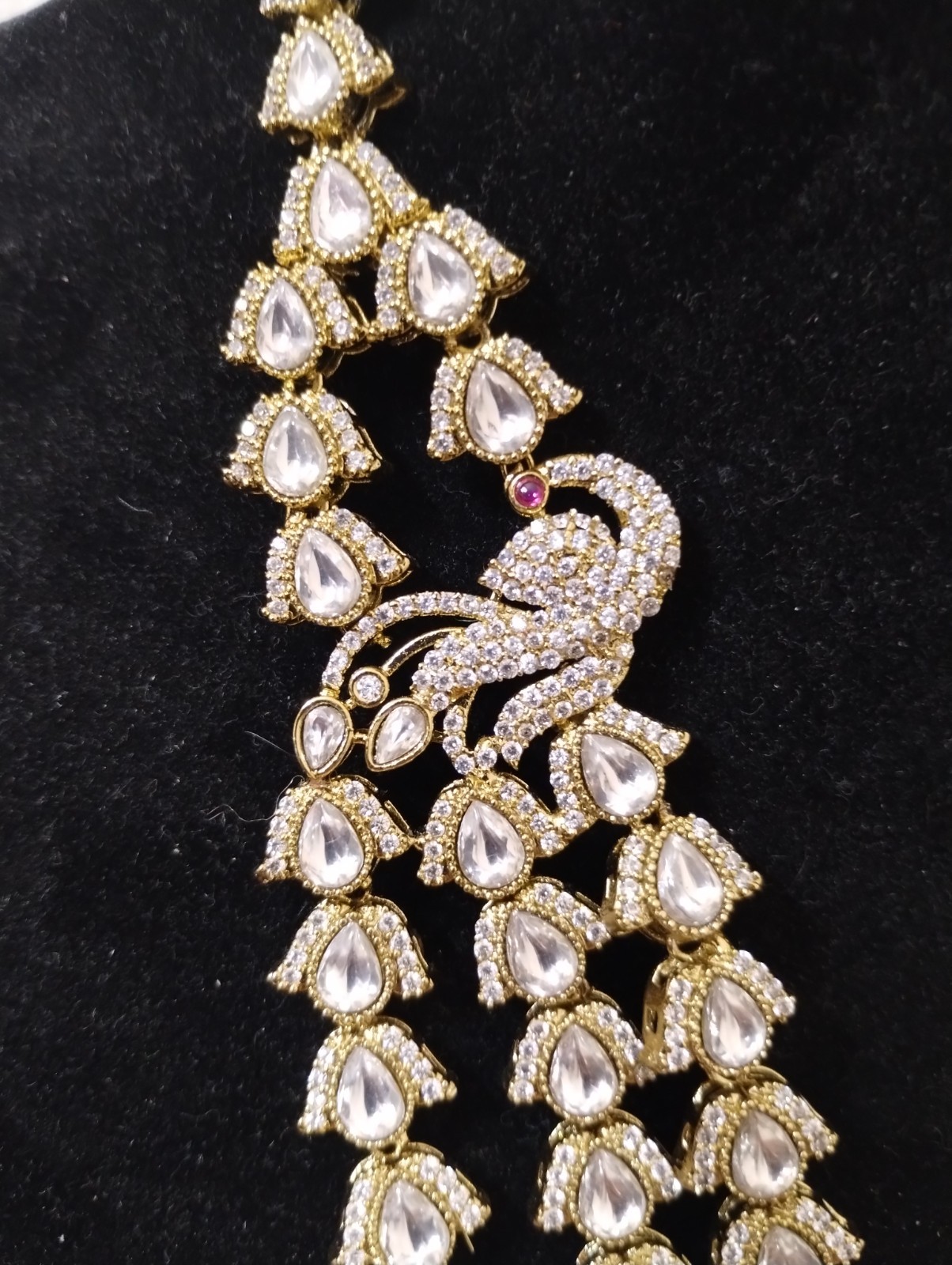 3 Layer Rhinestone Statement Necklace - image 5