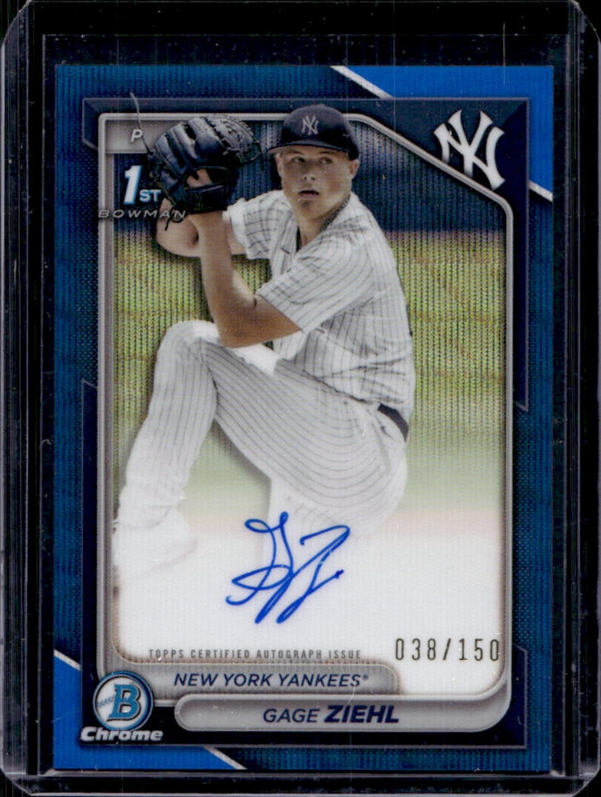 2024 Bowman Draft Gage Ziehl Chrome Auto Blue Wave Refractor 1st Prospect #/150
