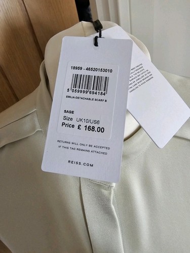 Camicia tunica lunga Reiss verde pastello 100% pura seta 10 nuova con etichetta - Foto 20 di 20
