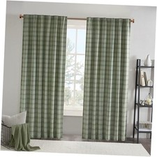 Anaheim Cabin Plaid Curtain Window, Thermal 50"W x 95"L Rod Pocket, Green
