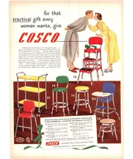 1951 Cosco Stools Chairs Tables Vintage Print Ad MCM Midcentury 50s Wall Art