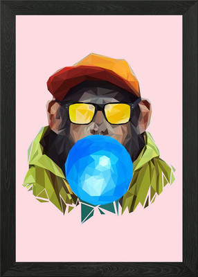 Affe Kaugummi Tier Gerahmtes Wandbild Poster Leinwanddruck Bild