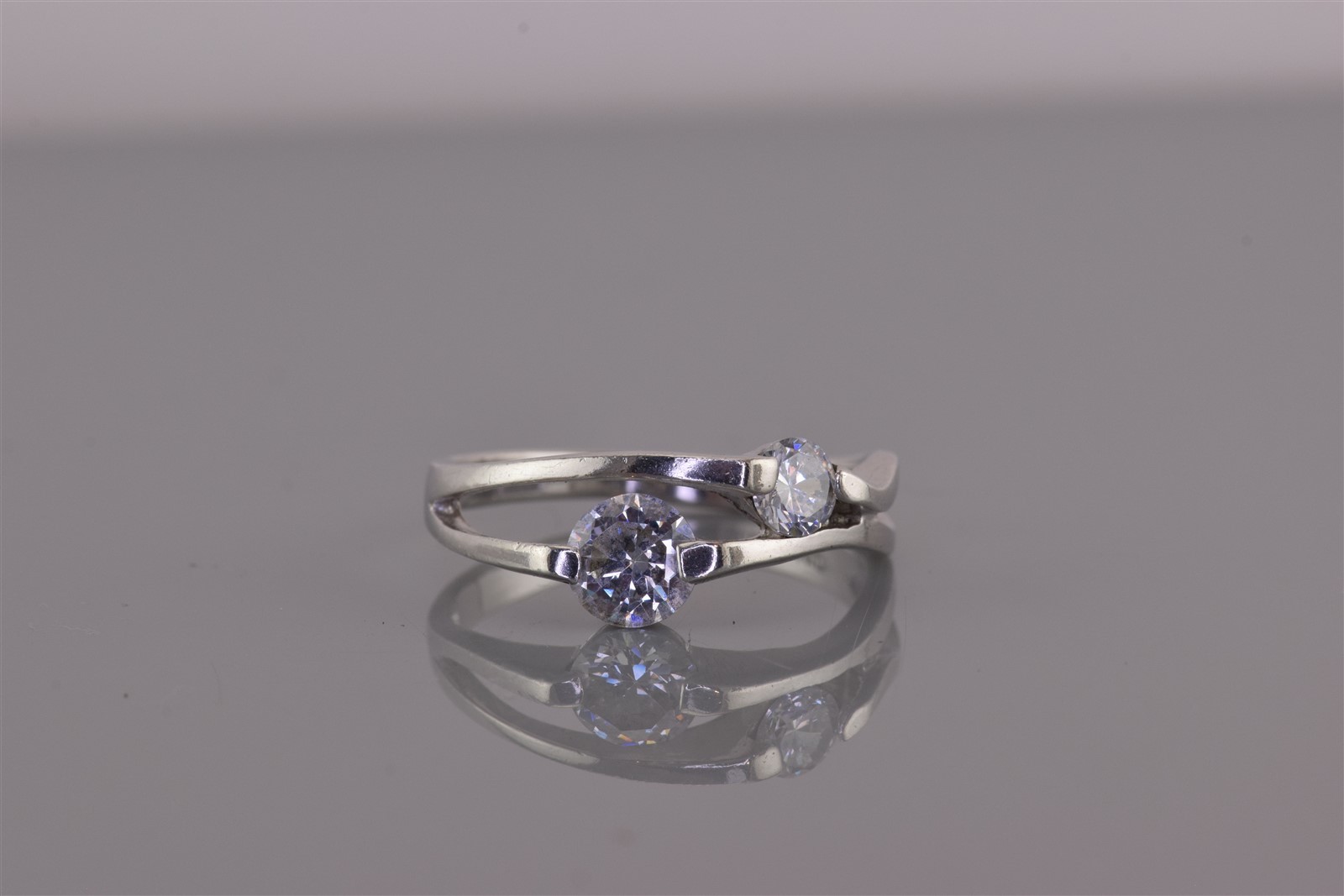 Sterling Silver Double Offset Cubic Zirconia Spli… - image 7